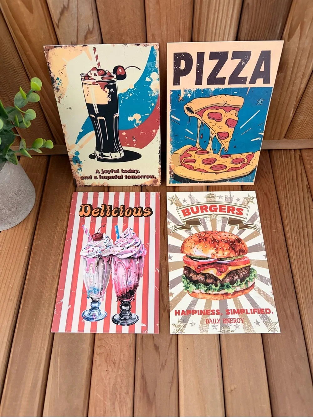 Set of 4 Retro Inspired Food Postcards, Vintage Style Kitchen Stationary